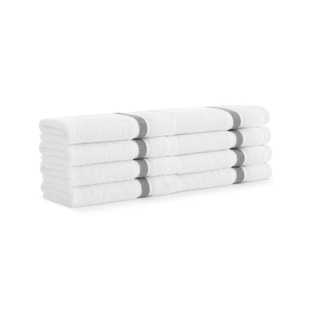 Monarch Brands Aegean Recycled Washcloths 13in x 13in - Stripe, Dark Gray, 8PK P-WC-RT-1313-DG